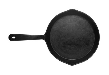 black iron pan isolated on white