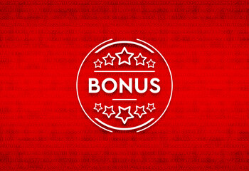 Bonus badge icon abstract digital screen red background illustration