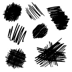 pencil brush strokes. silhouette isolated paint strokes set