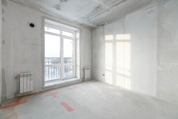 interior of the apartment without decoration in gray colors
