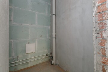 interior of the apartment without decoration in gray colors