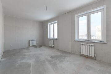 interior of the apartment without decoration in gray colors