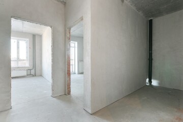 interior of the apartment without decoration in gray colors