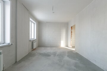 interior of the apartment without decoration in gray colors