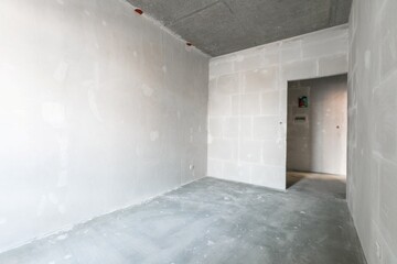 interior of the apartment without decoration in gray colors