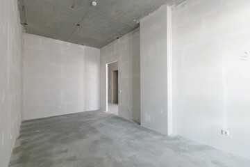 interior of the apartment without decoration in gray colors