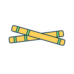 Indian traditional customs RGB color icon. Dancers accessories for festival dance. India traditional customs and heritage. Ethnic musician. Oriental, eastern culture. Isolated vector illustration