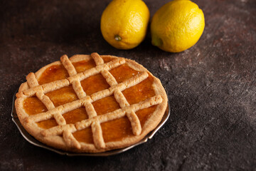 Lemon tart. Lemon shortcrust pie. 