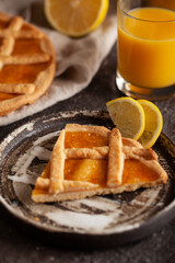 Lemon tart. Lemon shortcrust pie. 