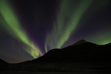 aurora over the mountains