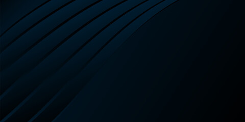 Abstract dark blue gradient background, waves and folds. 3D illustration.