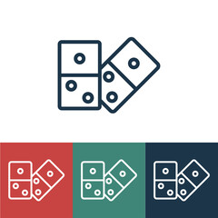 Linear vector icon with two dominoes