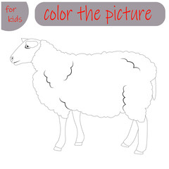 coloring book for kids farm animal, sheep. Vector illustration, isolated on a white background