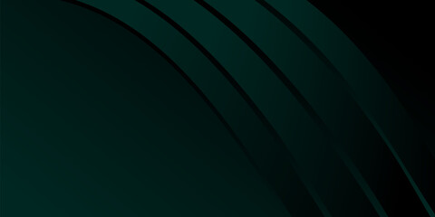Abstract dark green gradient background, waves and folds. 3D illustration.