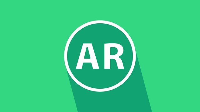 White Ar, augmented reality icon isolated on green background. 4K Video motion graphic animation.
