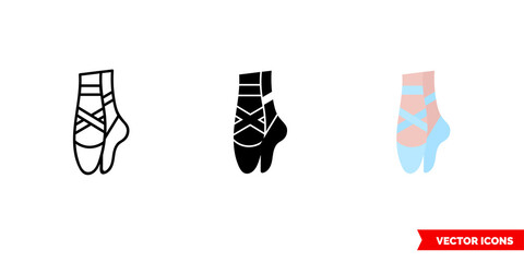 Ballerina icon of 3 types color, black and white, outline. Isolated vector sign symbol.