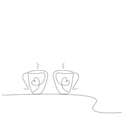 Valentines day vackground with heart and cup of coffee, vector illustration