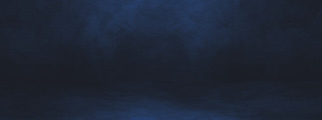 Obraz na płótnie Canvas Empty black and blue concrete interior background banner
