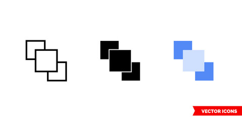 Bring to front icon of 3 types color, black and white, outline. Isolated vector sign symbol.