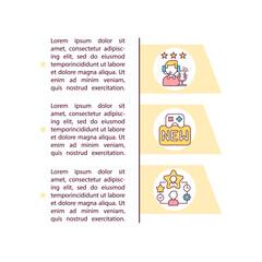 Naklejka premium Professional personnel concept icon with text. Industry pro in teaching staff. Education and training. PPT page vector template. Brochure, magazine, booklet design element with linear illustrations
