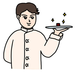 チョコレートと若い男性ショコラティエ　
