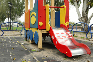 View of playground closed during COVID-19 quarantine