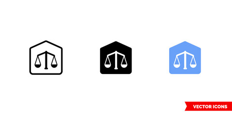 Courthouse icon of 3 types color, black and white, outline. Isolated vector sign symbol.