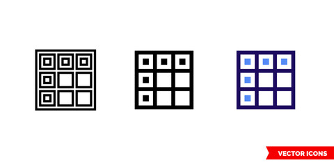 Data sheet icon of 3 types color, black and white, outline. Isolated vector sign symbol.