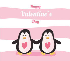 hearts love in penguins valentines day icons