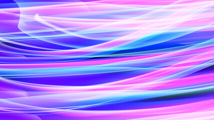 Beautiful bright motley purple pink abstract energetic magical cosmic fiery neon texture from lines and stripes, waves, flames with curves and twists on a black background and copy space.