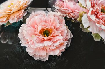 Flower background, flower vintage style, artificial flowers - 407508173