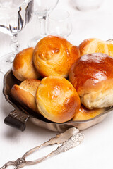 Homemade fresh wheat flour pastries on the kitchen table