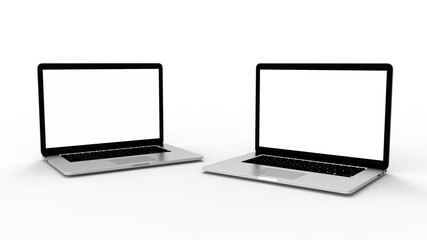 Modern laptop  isolated on white background with clipping path. 3D Illustration.