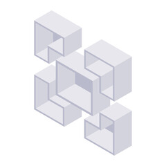 Bookshelf isometric - case and shelf for books for home and store interior design.