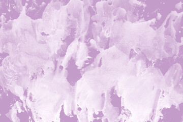 Violet ink and watercolor texture on white paper background. Paint leaks and decalcomania effects. Hand-painted gouache abstract image. Mess on the canvas.