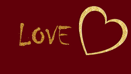Beautiful golden love festive shining precious precious fashionable heart for Valentine's Day, Mother's Day, Women's Day and copy space on a red background. illustration