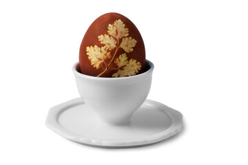 A painted eggs for the holy Easter holiday with parsley leaves