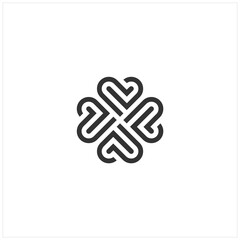 love clover knot heart logo design rotated