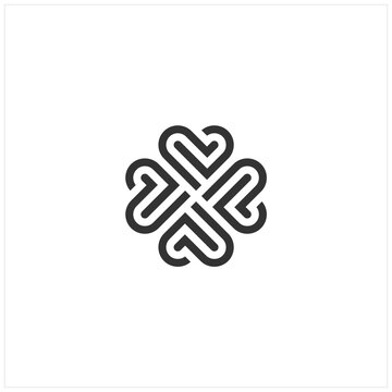love clover knot heart logo design rotated