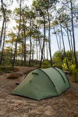 camping in the Atlantic Coast forest France 