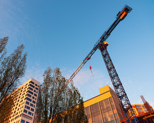 The building crane of blue sky background