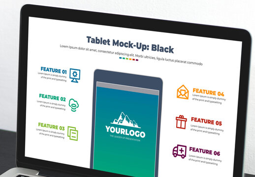 Tablet Mock-Up Black with Mobile Smartphone