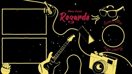 Youtube end screen template video theme vintage french