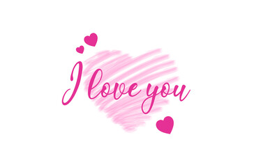 Valentines day background with brush heart pattern and I love you text. Vector illustration, eps10. Suitable for Wallpapers, flyers, invitation, posters, brochure, banners, cards.
