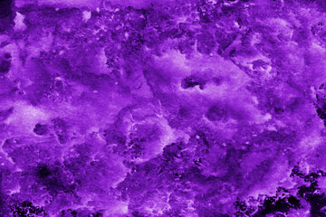 Violet ink and watercolor texture on white paper background. Paint leaks and decalcomania effects. Hand-painted gouache abstract image. Mess on the canvas.