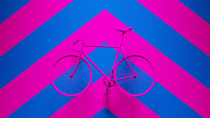 Pink Bicycle with Pink an Blue Chevron Background 3d illustration render