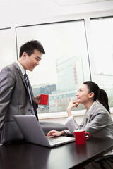Business person having an office coffee break