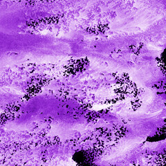 Violet ink and watercolor texture on white paper background. Paint leaks and decalcomania effects....