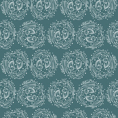 A seamless pattern with floral elements for apparel, stationery, textiles, fabric, wrapping paper. A flat  illustration.
