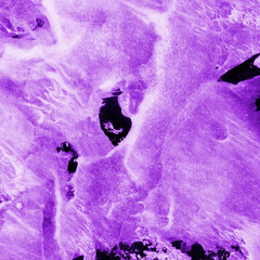 Violet ink and watercolor texture on white paper background. Paint leaks and decalcomania effects....
